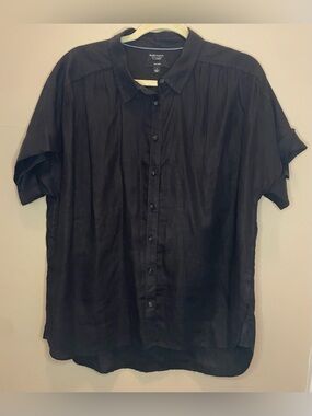 J Crew Irish Linen Baird McNutt Relaxed Fit Short-Sleeve Shirt - Black - Size L